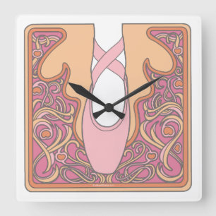Nouveau Ballet Quadratische Wanduhr