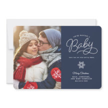 Nouveau bébé amusant Noël Grossesse Faire-part