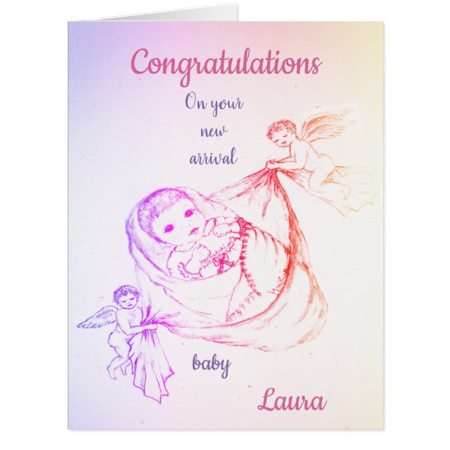 Nouveau bébé fille Cherub accueil design (Devant)