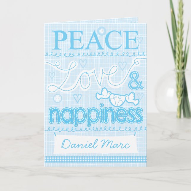 Nouveau bébé garçon cousu carte (Devant)