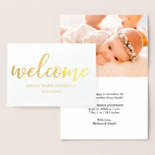 Nouveau bébé moderne Faire-part Gold Foil Card