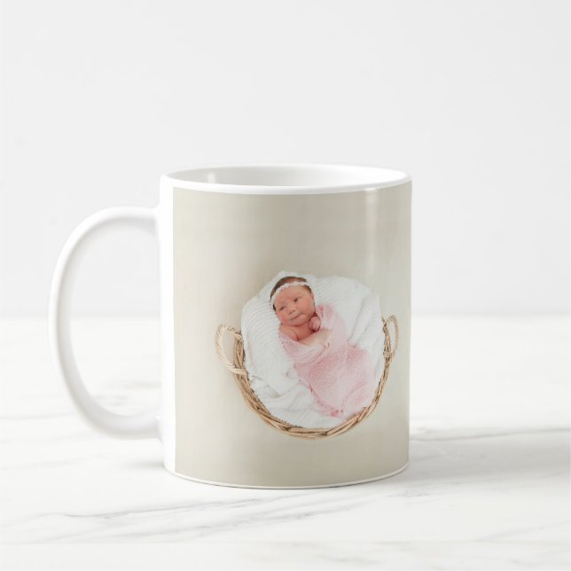 Nouveau bébé photo cadeau café Mug (Gauche)