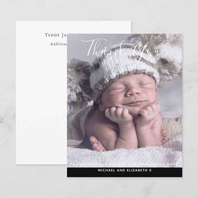 Nouveau bébé photo Merci Cartes Budget moderne (Devant / Derrière)
