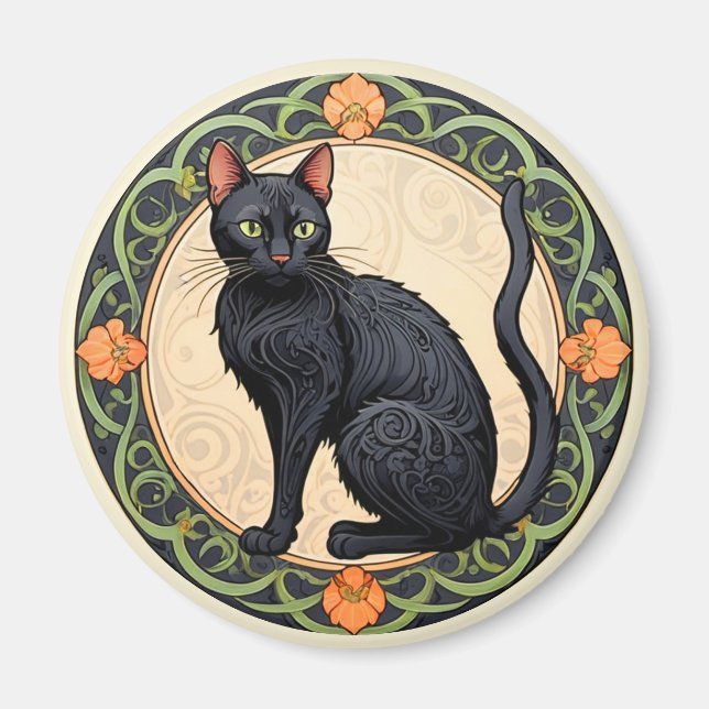 Nouveau Black Cat Magnet (Vorne)