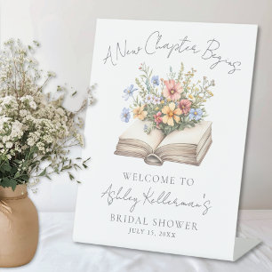 Nouveau Chapitre Livre Floral Panneau de Bienvenue