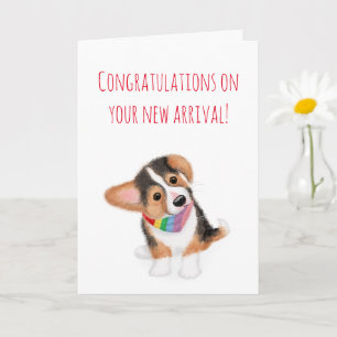 Nouveau chiot félicitations carte arc-en-ciel