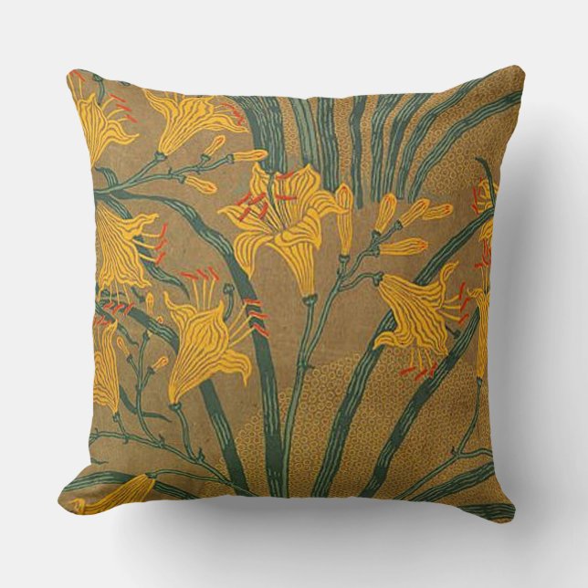 Nouveau die Kunst des Kranes Lilien Kissen (Vorderseite)
