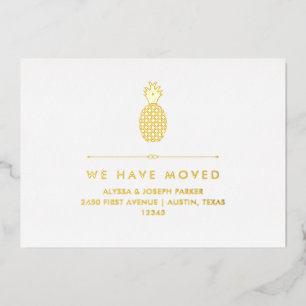 Nouveau Faire-part d'adresse avec ananas Gold Foil