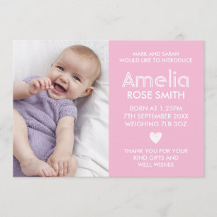 Nouveau faire-part de bébé/carte de remerciements