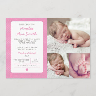 Nouveau faire-part de bébé/carte de remerciements