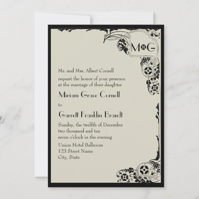 Nouveau Faire-part de mariage Monogramme (Devant)