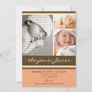 Nouveau Faire-part de naissance de trio photo bébé