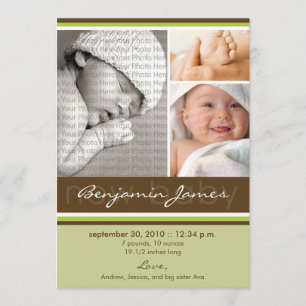 Nouveau Faire-part de naissance de trio photo bébé