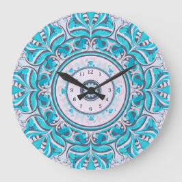 Nouveau Floral Mandala Große Wanduhr