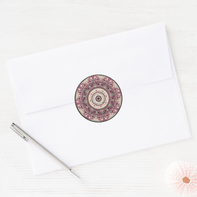 Nouveau Floral Mandala Runder Aufkleber (Umschlag)