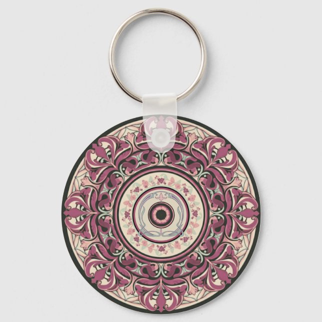 Nouveau Floral Mandala Schlüsselanhänger (Vorderseite)