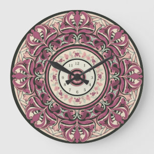 Nouveau Floral Mandala Wall Clock Große Wanduhr
