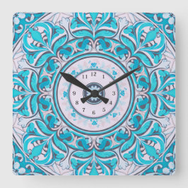Nouveau Floral Mandala Wall Clock Quadratische Wanduhr
