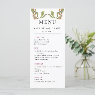 Nouveau Floral Wedding Menükarte