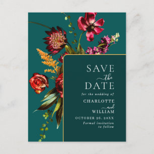 Nouveau Flowers Hochzeit Merken Sie das Datum QR-C Postkarte