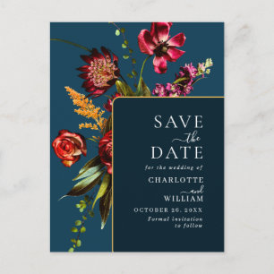 Nouveau Flowers Hochzeit Merken Sie sich den Termi Postkarte