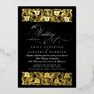 Nouveau Formal Calligraphy Elegant Klassisch Gold Folieneinladung