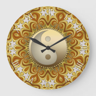 Nouveau GoldYin Yang Feng Shui Wohngestaltung-Uhr Große Wanduhr