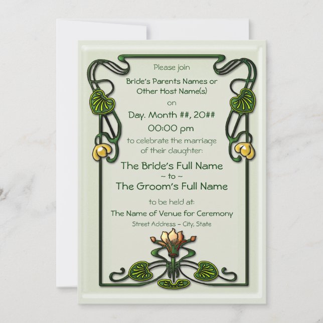 Nouveau Lilies (Einladung Hochzeit) Einladung (Vorderseite)