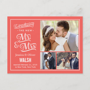 Nouveau M. et Mme Mariage Faire-part - Coral