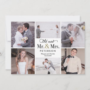 Nouveau M. et Mme Mariage Photo Carte de remerciem
