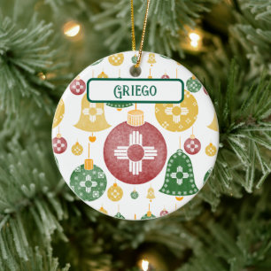 Nouveau-Mexique Ornements de Noël Zia Rouge Vert B