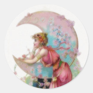 Nouveau Moon Runder Aufkleber