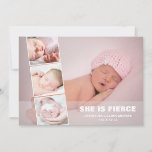 Nouveau-né bébé fille rose Faire-part de naissance