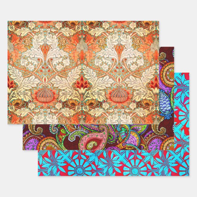 Nouveau Paisley Daisy Sampler Geschenkpapier Set (Set)