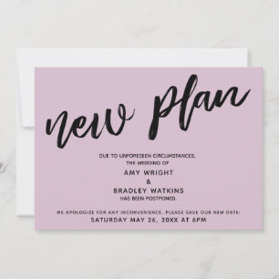 Nouveau plan mariage reporté carte rose mauve clai