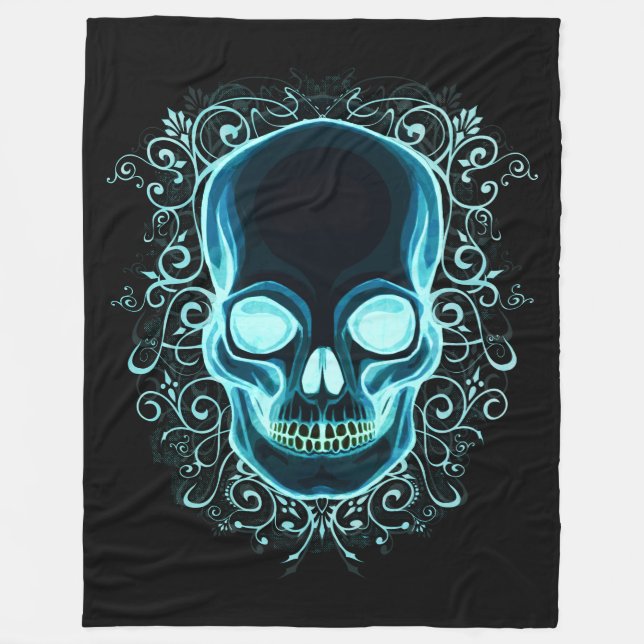 Nouveau Schädel Fleecedecke (Vorderseite)