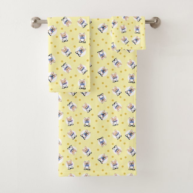Nouveau set de serviettes Baby Corgi (En situation)