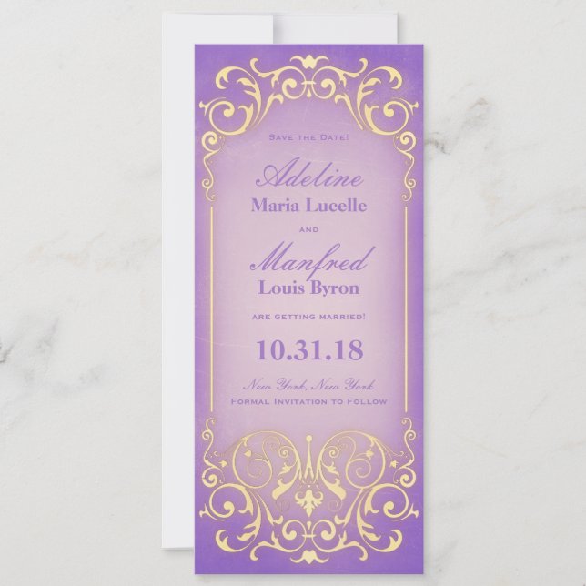 Nouveau Victorien : jolie carte Save the Date en o (Devant)