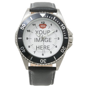 NOUVEAUTÉ ! Montre en cuir noir en acier inoxydabl