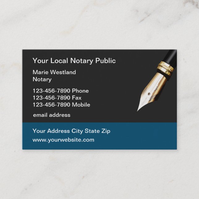 Nouveaux Cartes de visite publics notaires moderne (Devant)