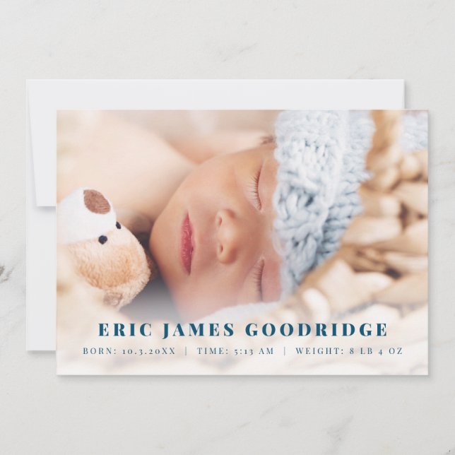 Nouveaux Cartes photos pour bébés garçons (Devant)