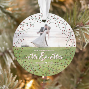 Nouveaux mariés 1er Noël Mr & Mrs Holly Photo