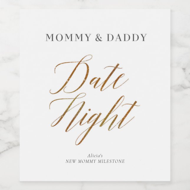 Nouveaux Moments Maman Date Vin de nuit Étiquettes (Étiquettes simples)