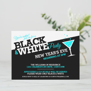 Nouvel An Eve Black and White Party Invitations