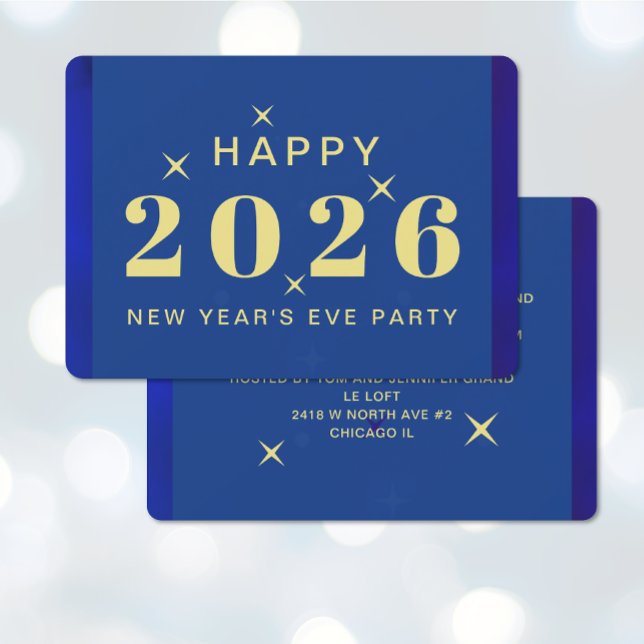 Nouvel An Eve Fête Invitation (New Year's Eve Holiday Party Invitation (front and back))