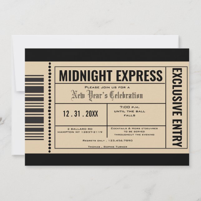 Nouvel An Eve Ticket Invitations (Devant)