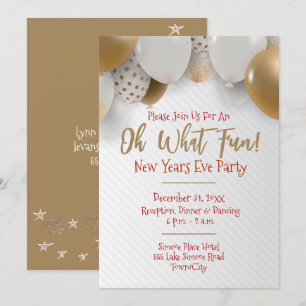 Nouvel An, Gold & White Party Invitation