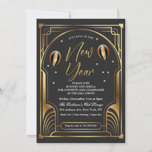 Nouvel An Invitation Black and Gold