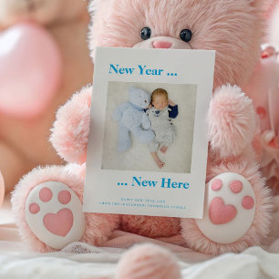 Nouvel An Nouveau Ici Photo Baby Boy Faire-part Bl