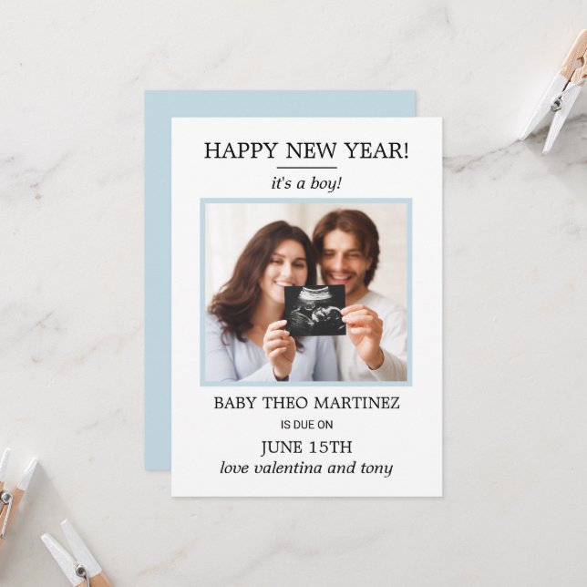 Nouvel an Photo Faire-part de grossesse (Devant/Arrière en situation)